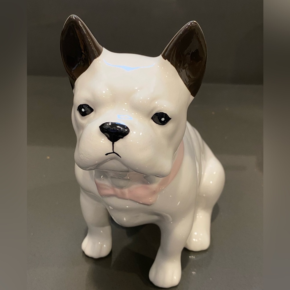 Ceramic French Bulldog Figurine - White and Brown